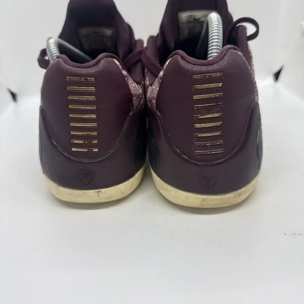 Nike Kobe 9 IX EM Low Silk Merlot Gold Size 8.5 Sneakers 646701-676